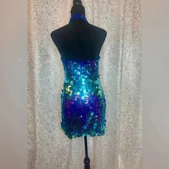 NWT Jumbo sequins ombré halter mini dress - Picture 2 of 2